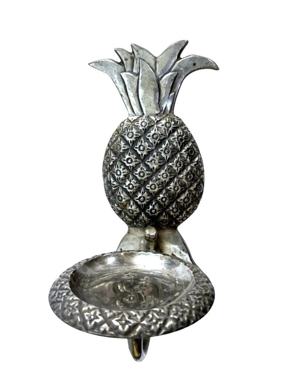Vintage Pewter Pineapple Wall Sconce Candleholders Intricate Design Decorative A